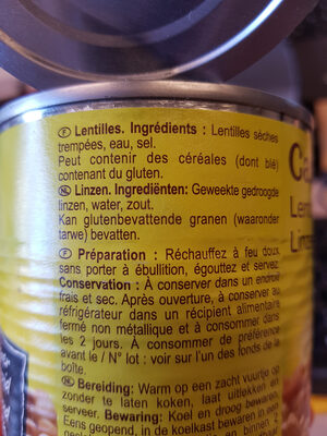 Lentilles - Ingrediënten