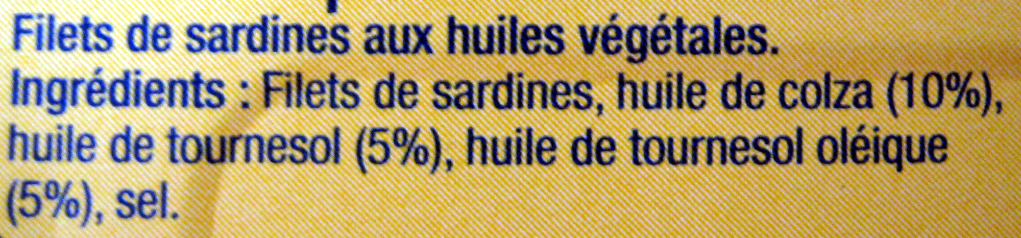 Filets de sardines aux 3 huiles végétales - Ingredients - fr