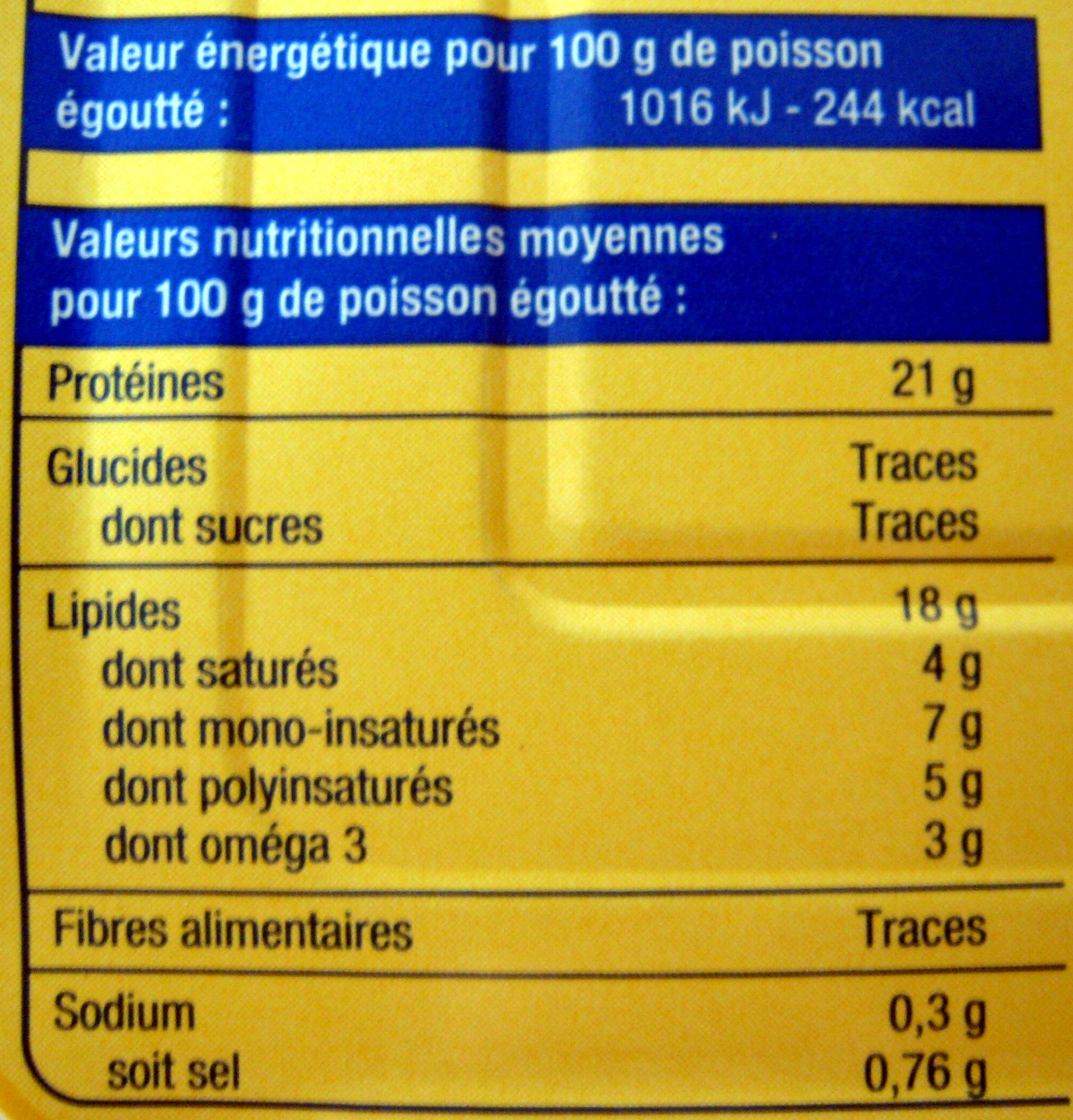 Filets de sardines aux 3 huiles végétales - Nutrition facts - fr
