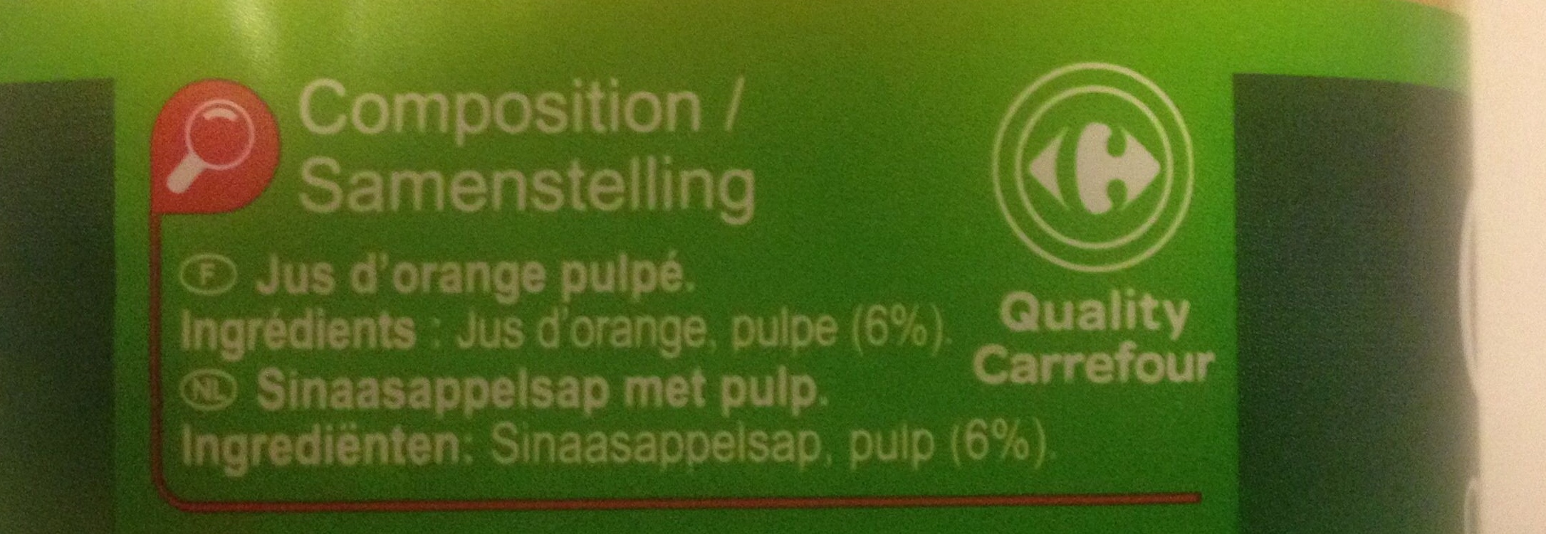 Jus d'orange pulpé - Ingrédients