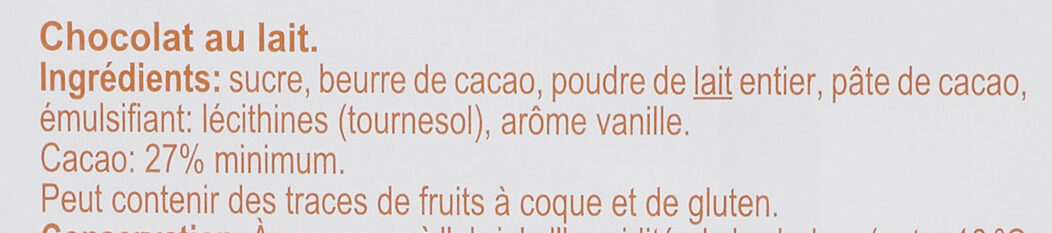 Chocolat au lait - Ingrediënten - fr