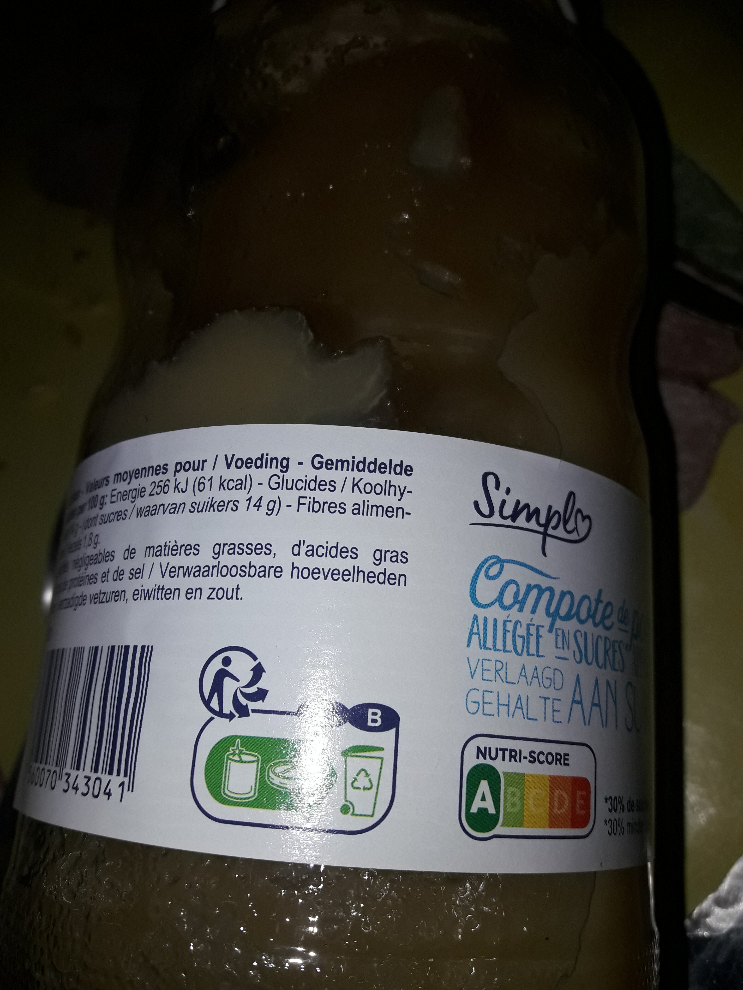 Compote de pommes allégée en sucres* - Instruction de recyclage et/ou informations d'emballage
