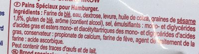 Pains spéciaux pour hamburger - Ingredientes - fr