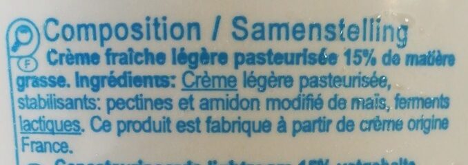 Crème fraîche légère - Ingredientes - fr