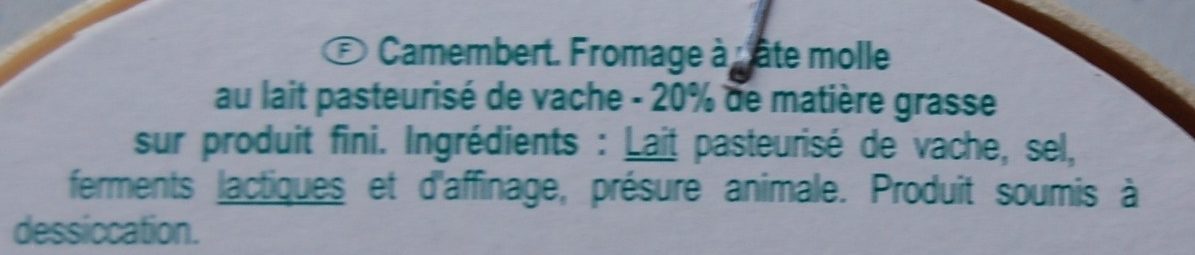 Camembert (21 % MG) - Ingredients - fr