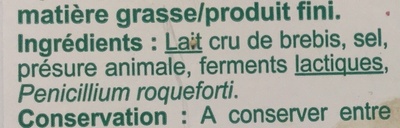 Roquefort AOP - Ingredients - fr