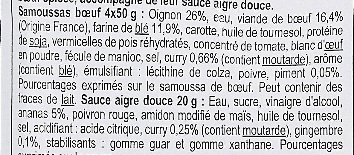 Samoussas bœuf - Ingrediënten - fr