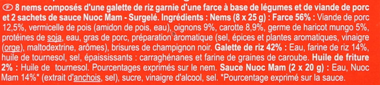 8 Nems au Porc - المكونات - fr