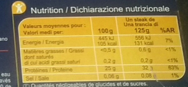 2 portions de THON ALBACORE - Valori nutrizionali - fr