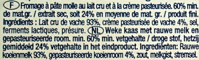 Saint-Félicien (24% MG) - Ingrédients