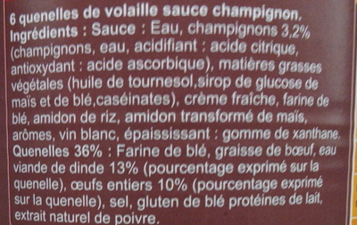 Quenelles de volaille sauce champignon - Ingredients - fr