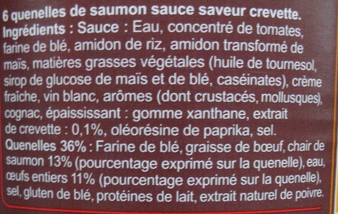 Quenelles de saumon sauce saveur crevette - Ingredients - fr