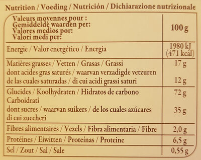 Crêpes dentelle au beurre - Informació nutricional - fr