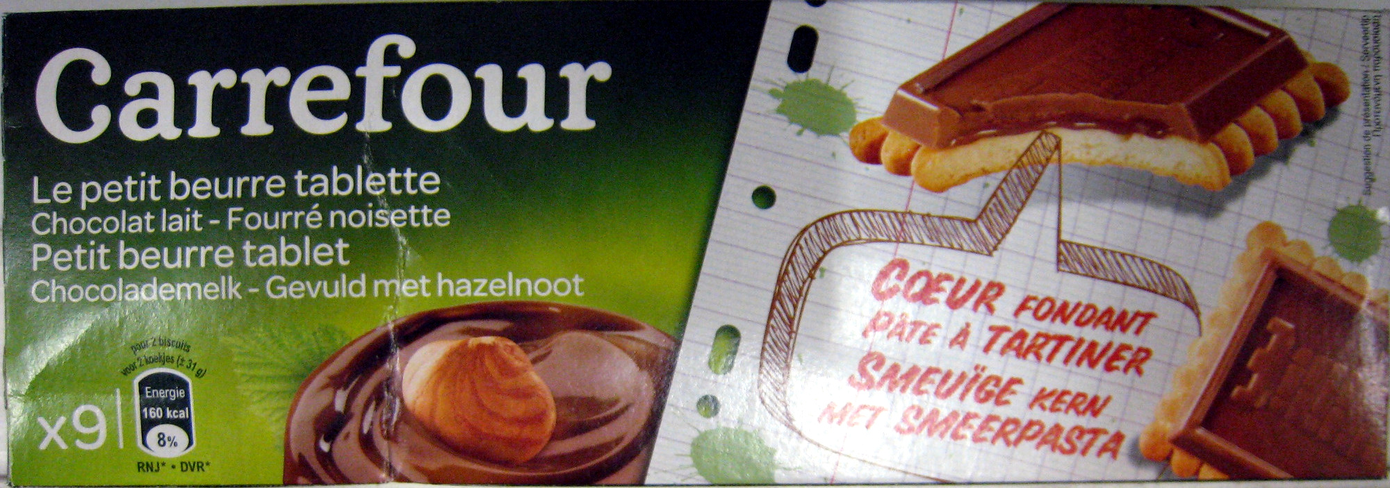 Le petit beurre tablette Chocolat lait - Fourré noisette (x 9) - Produit