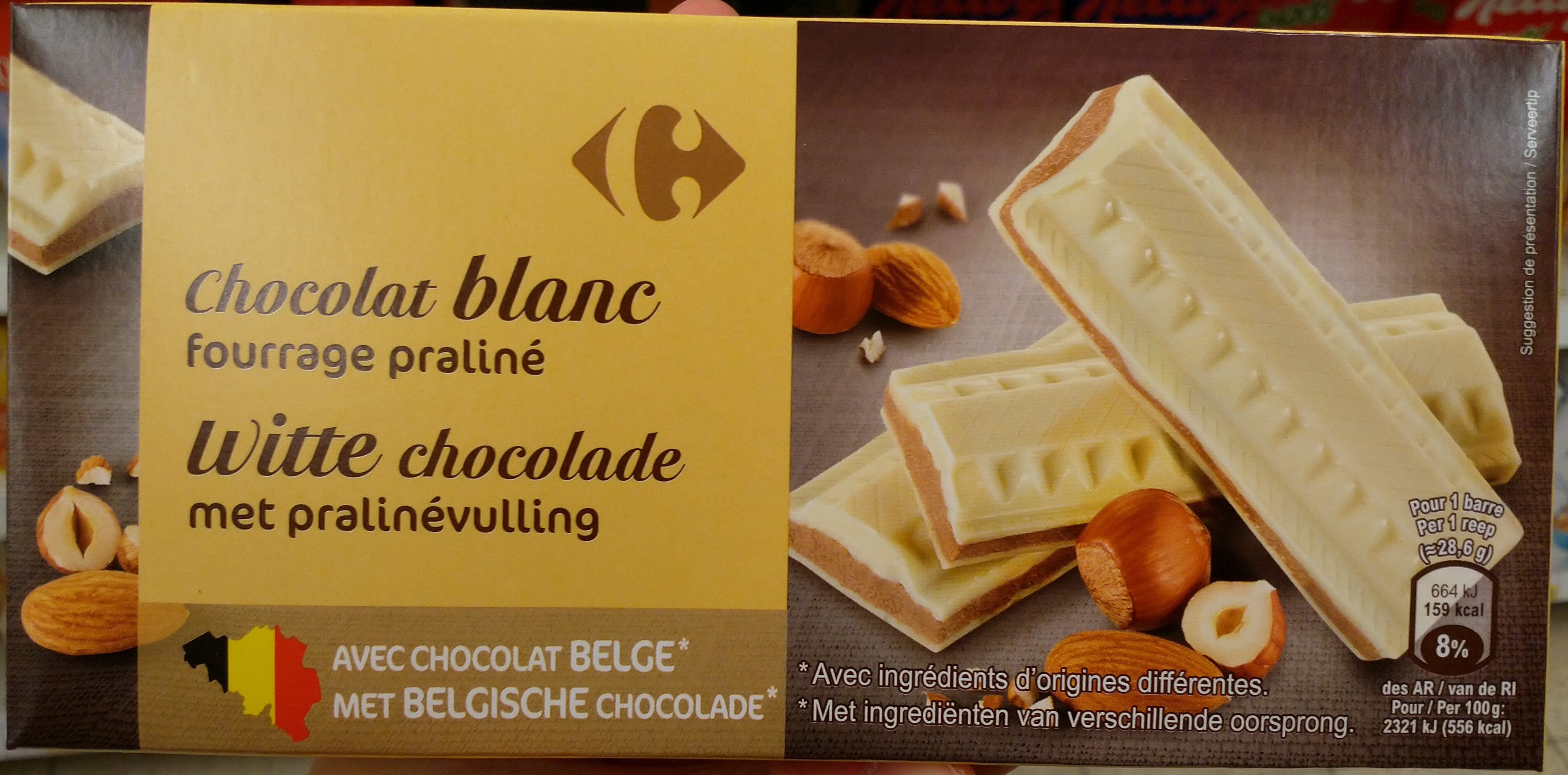 Chocolat blanc fourrage praline - Produit