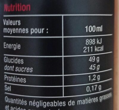 Douceur de vinaigre balsamique de Modène - Valori nutrizionali - fr