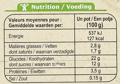 Riz au lait vanille - Nutrition facts - fr