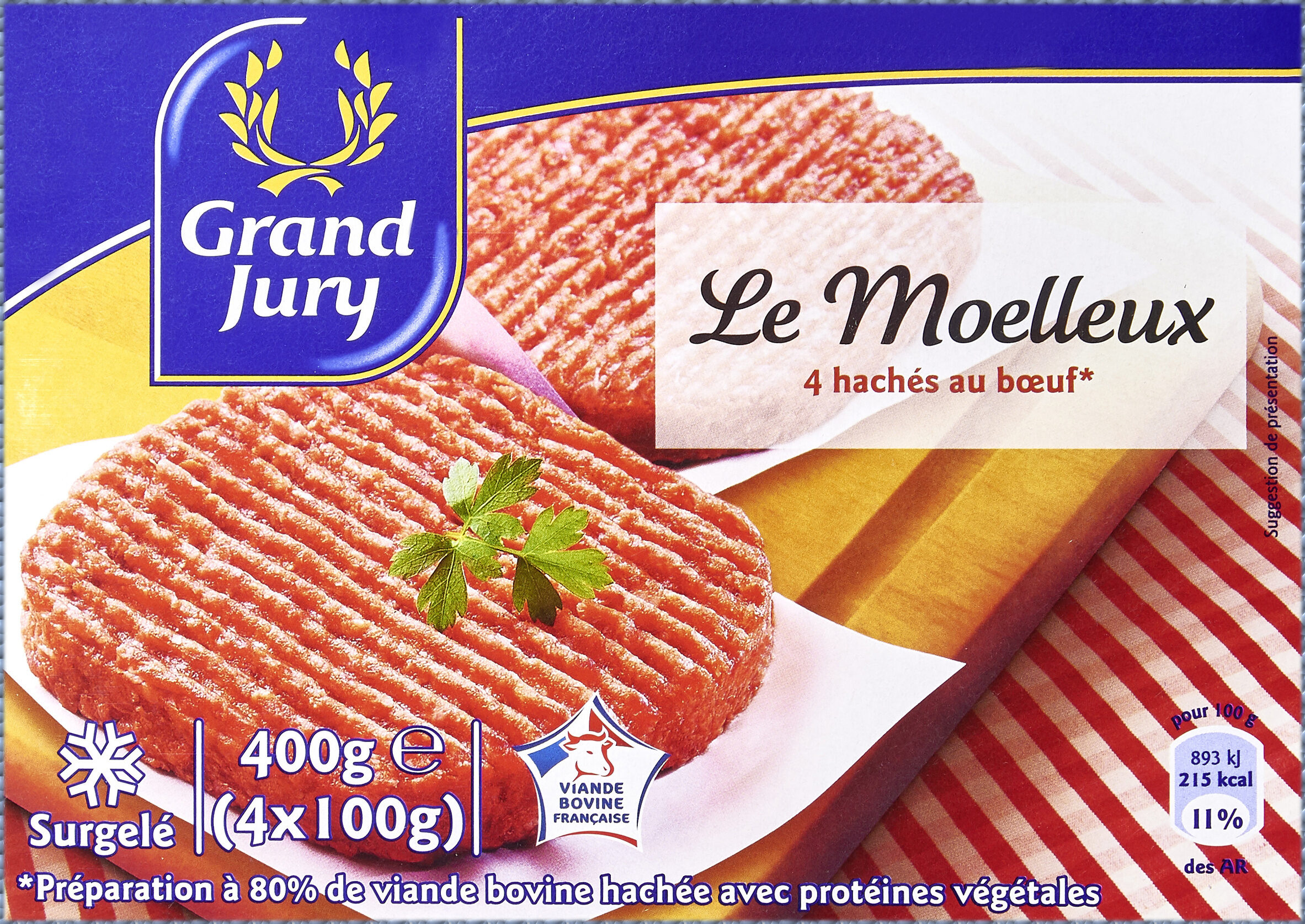 4X100G Steack Hache Moelleux. 15%mg VBF Grand Jury - Product - fr