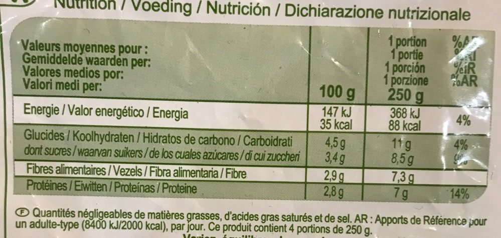 Haricots Verts Très Fins - Valori nutrizionali - fr