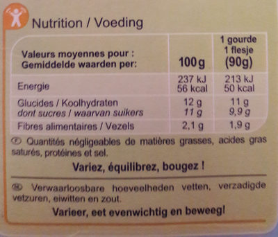 Purée de pomme sans sucres ajoutés - Valori nutrizionali - fr