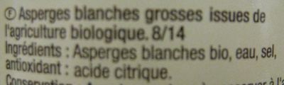 Asperges blanches Bio Carrefour - Ingredients - fr