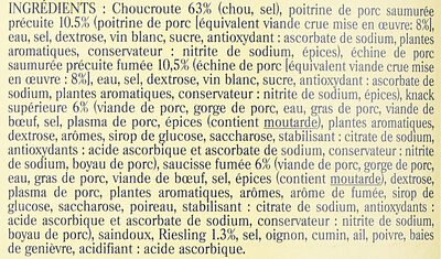 Choucroute Garnie d'Alsace - Ingrediënten - fr