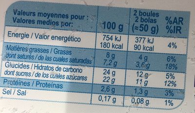 Glace saveur vanille - Información nutricional - fr