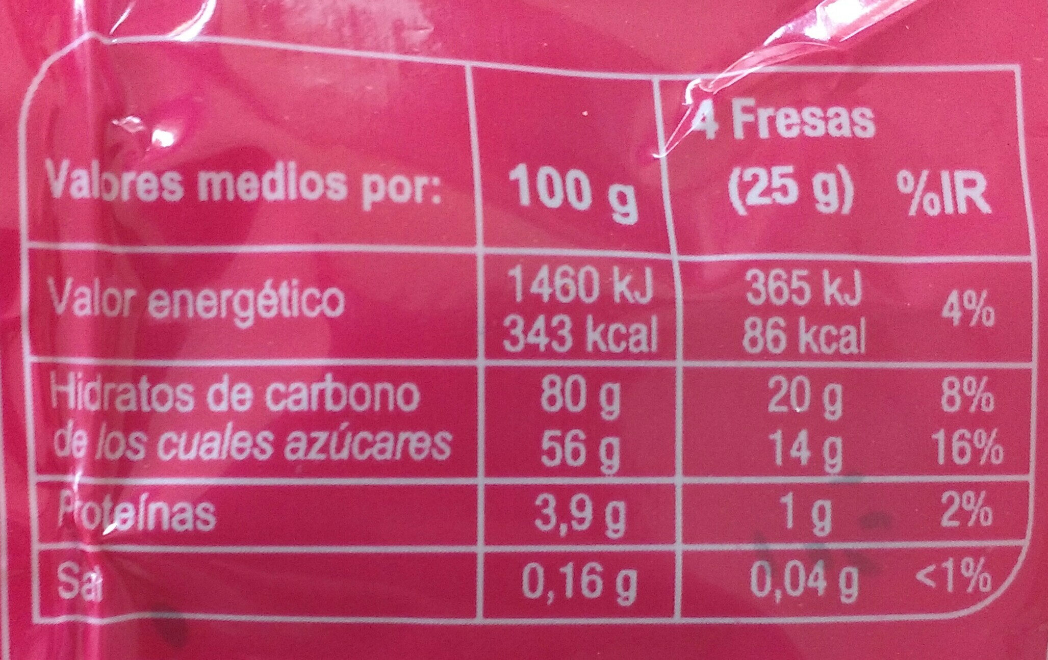 Caramelo goma fresas silvestres - Información nutricional
