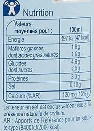 Lait frais demi-écrémé - Nutrition facts - fr
