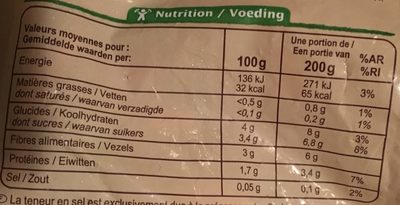Légumes pour wok - Informació nutricional - fr