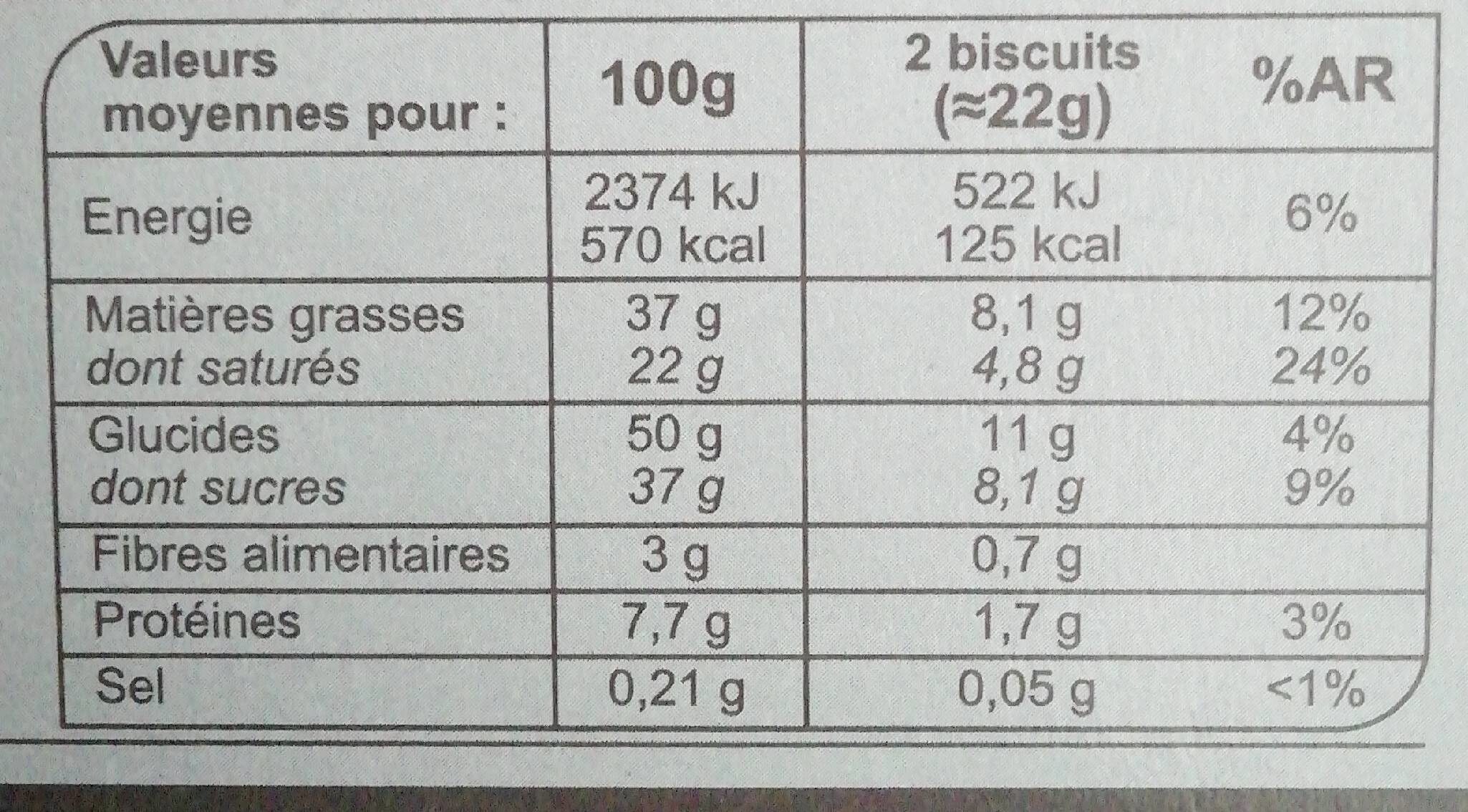 Gaufrettes pralinées chocolat lait - Valori nutrizionali - fr