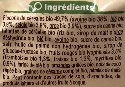 Croustillant Fruits rouges - Ingredientes - fr