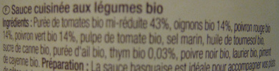 Sauce basquaise finement relevée - Ingrediënten - fr