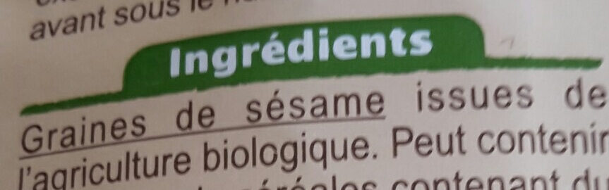 Sésame Bio - Ingredienser - fr