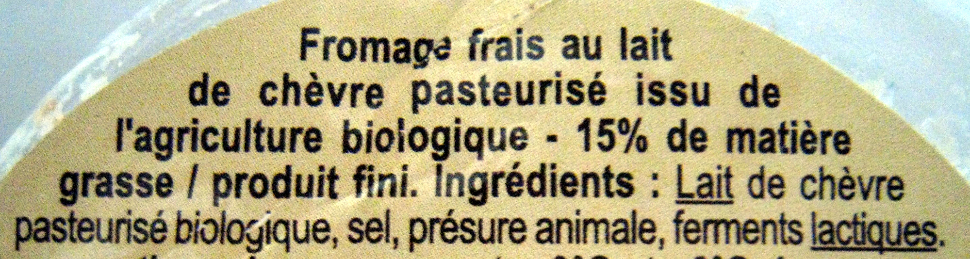 Fromage frais de chèvre nature - Ingredients - fr