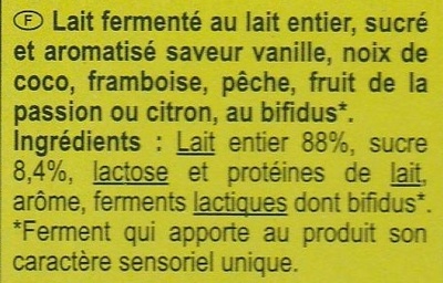 Bifidus aromatisés - Ingrediënten - fr