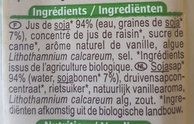 Boisson soja Saveur vanille - Ingredients - fr