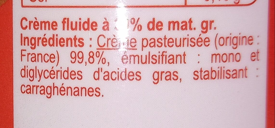 Crème Fleurette entière - Ingredienser - fr