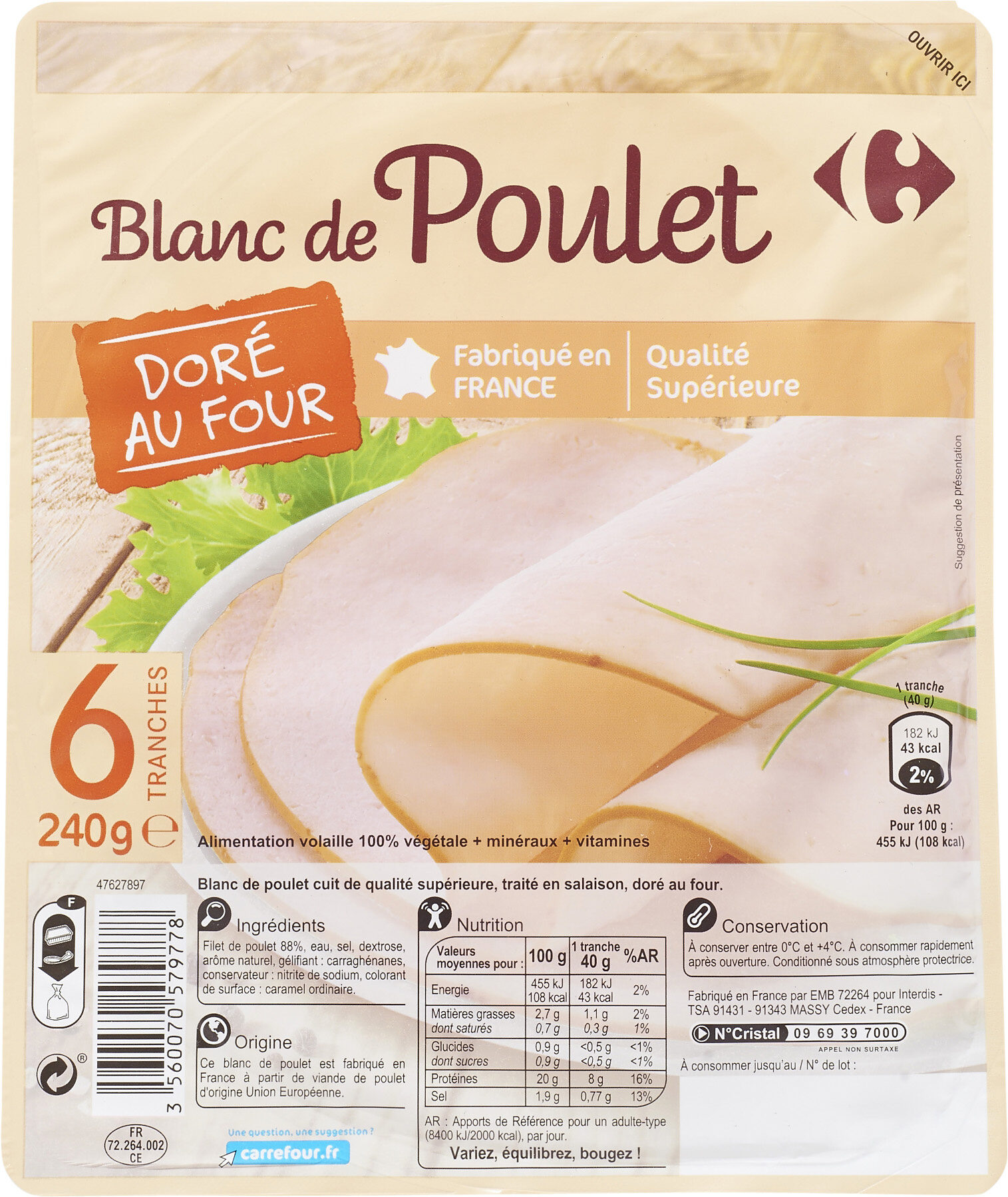 Blanc de poulet Doré au Four - Produkt - fr