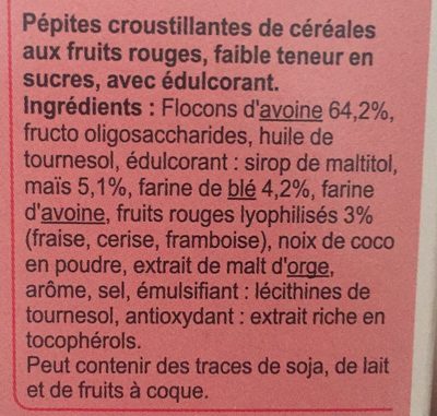 CRUNCHY Muesli aux Fruits Rouges - Ingredients - fr