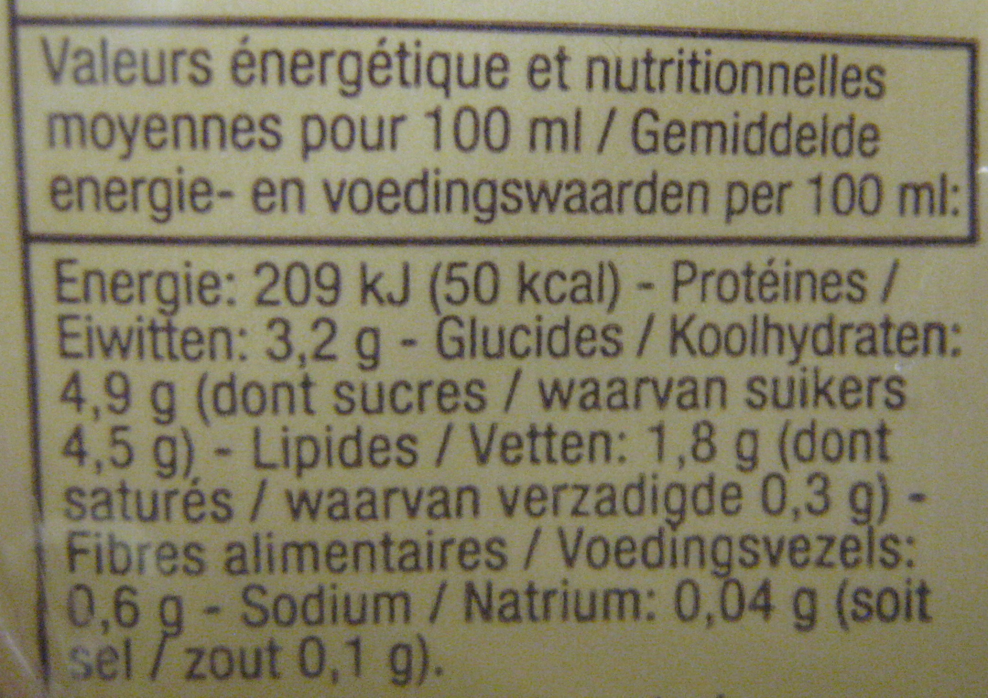 Boisson soja Saveur vanille bio - Nutrition facts - fr