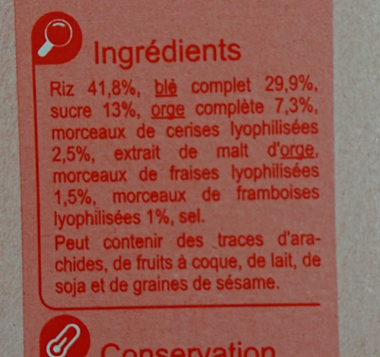 Cereales Form fruits rouges - Ingredienti - fr