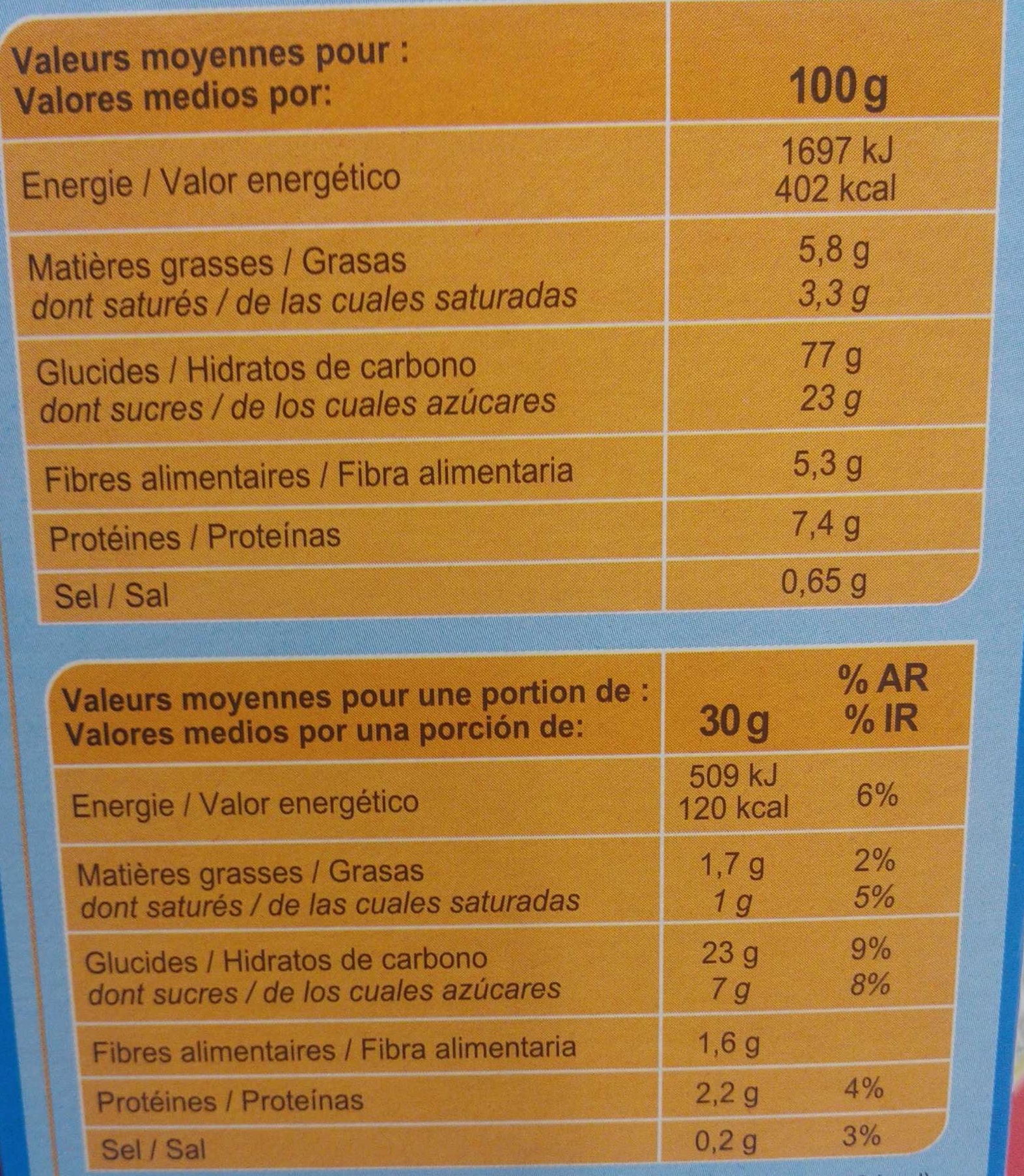 Stylesse chocolat au lait - Información nutricional - fr