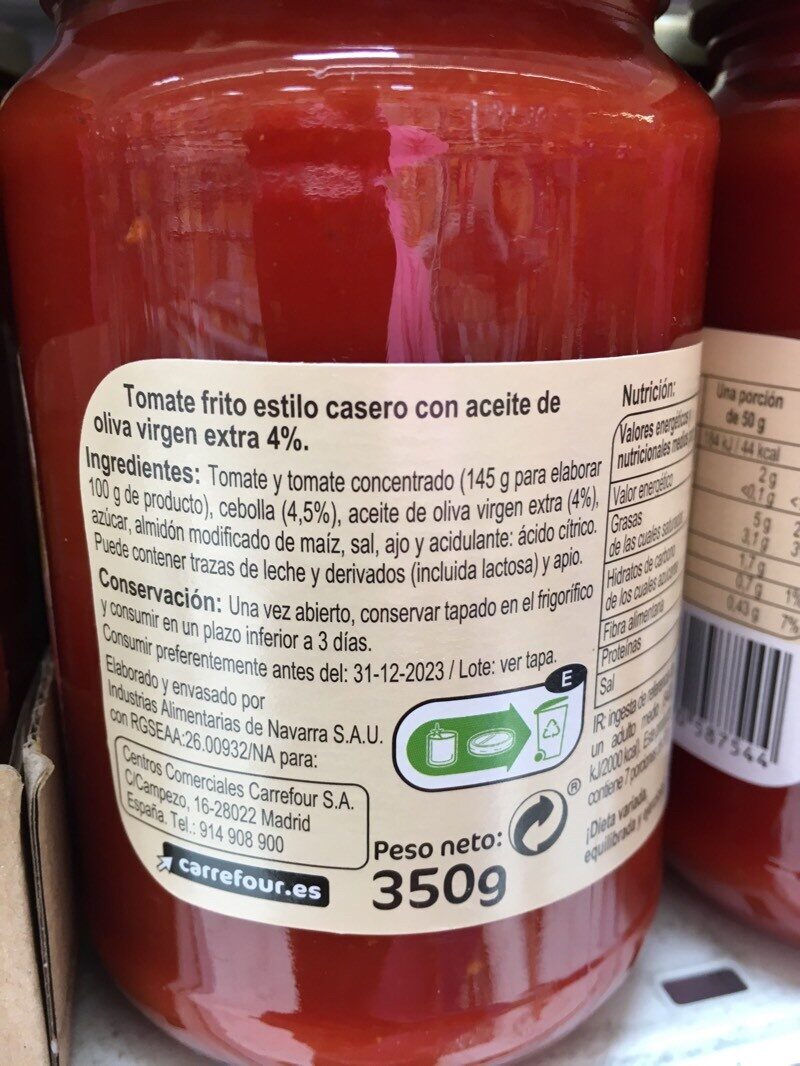 Tomate frito casero - Ingredients - es
