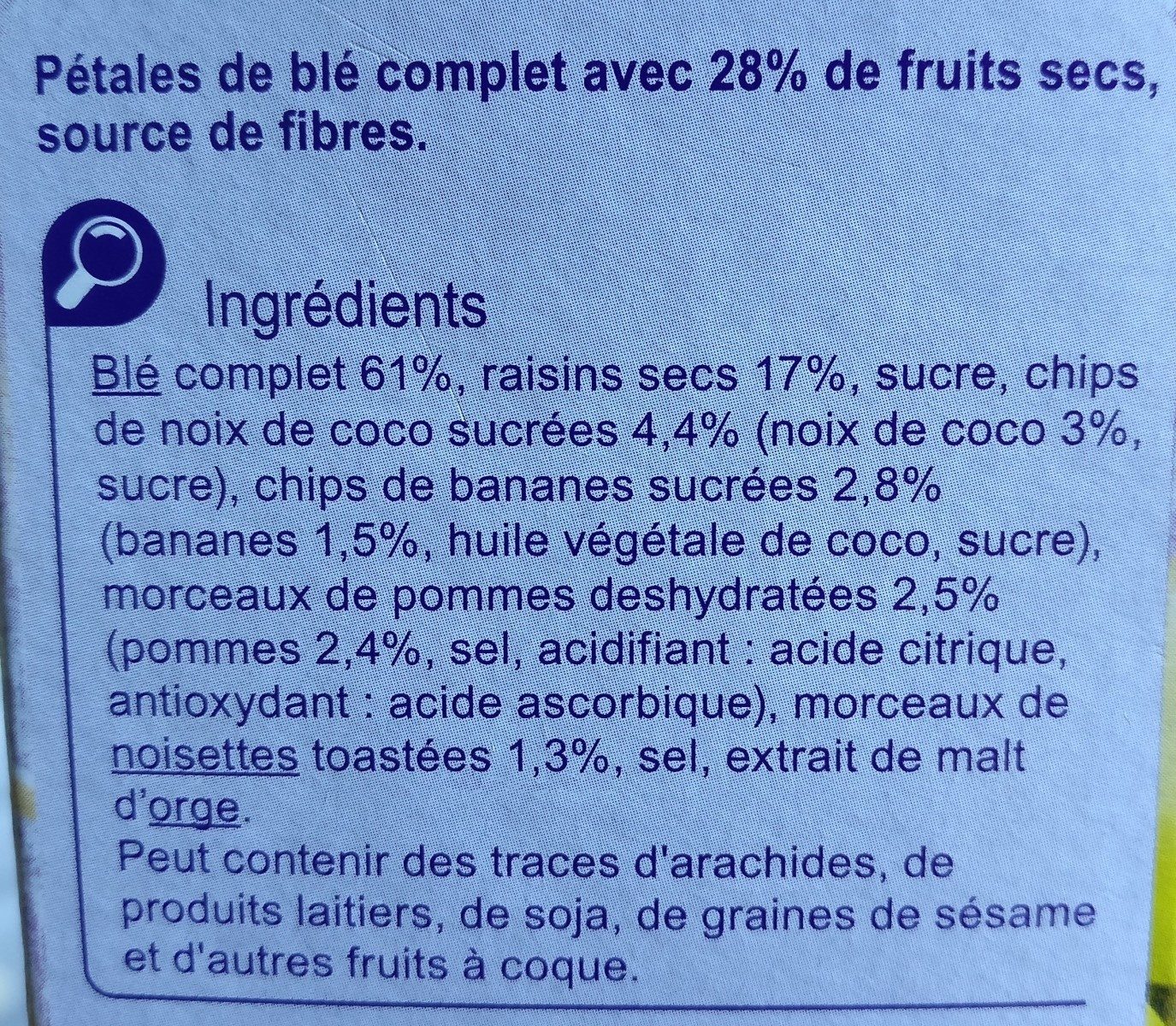 Fibra 5 fruits secs - Ingredients - fr