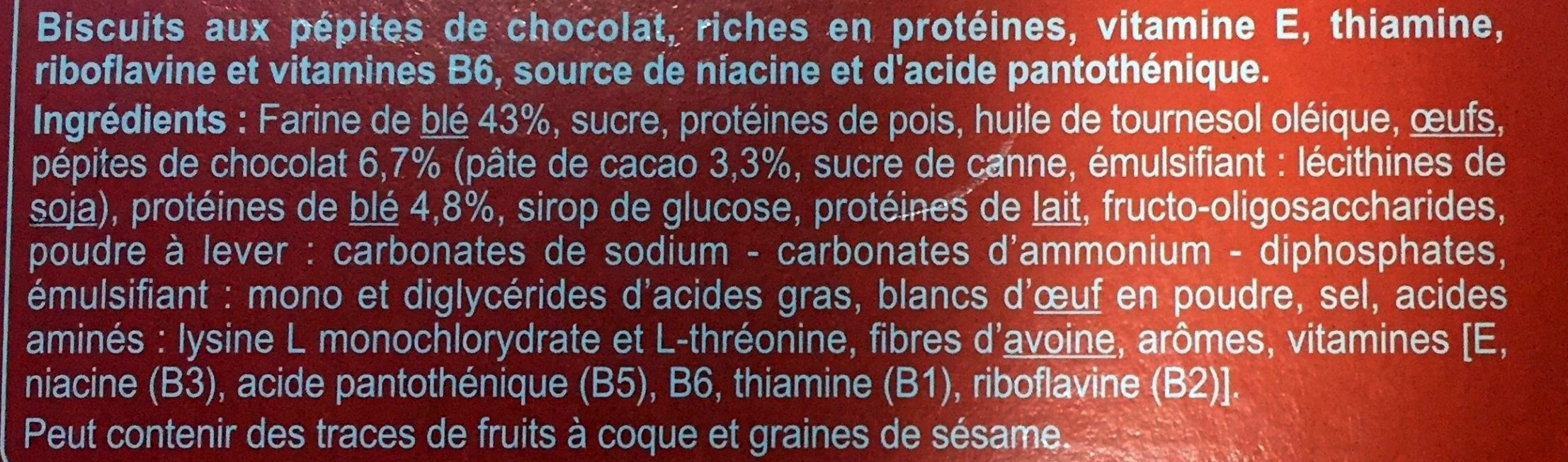 Biscuit aux pépites de chocolat - Ingredients - fr