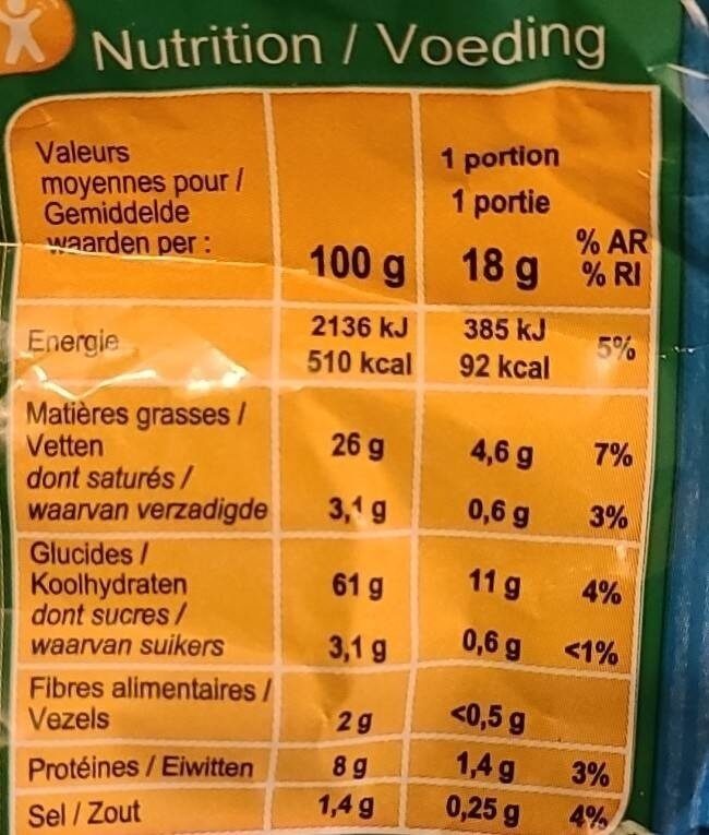 Croustillants Crisps - Informació nutricional - fr