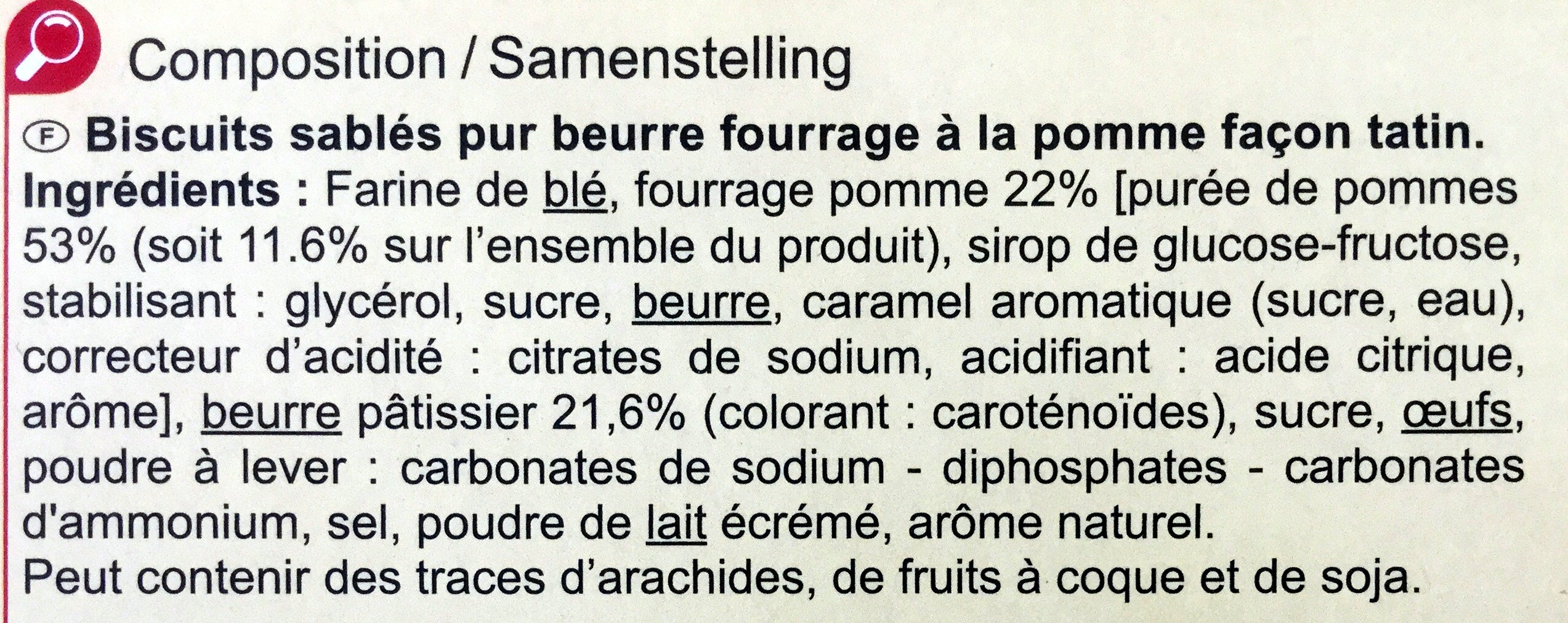 Sablés coeur saveur pomme façon tatin - Ingredientes - fr