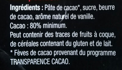 80% cacao noir - Ingredienti - fr