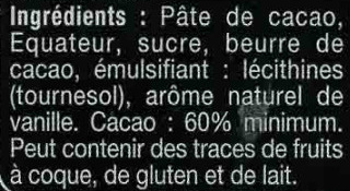 60% cacao noir equateur - Ingredients - fr